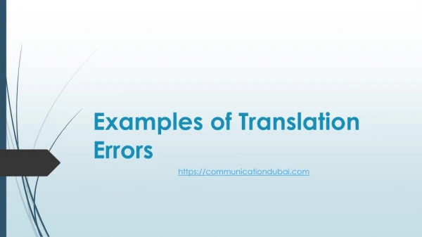 Examples of Translation Errors