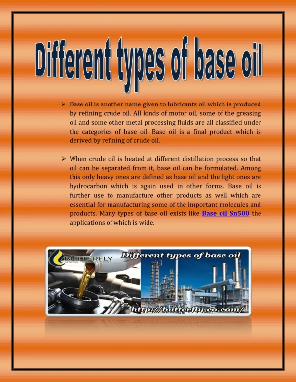 Different types of base oil