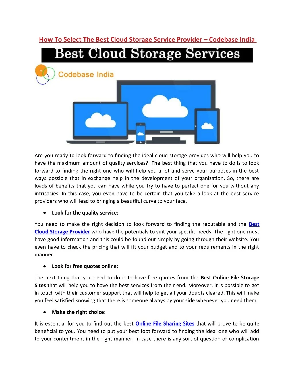 how to select the best cloud storage service