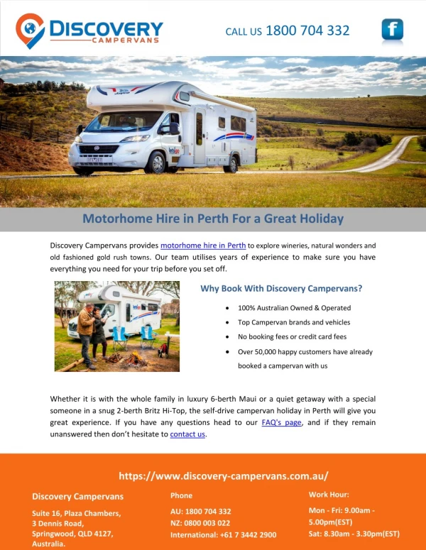 Motorhome Hire in Perth For a Great Holiday