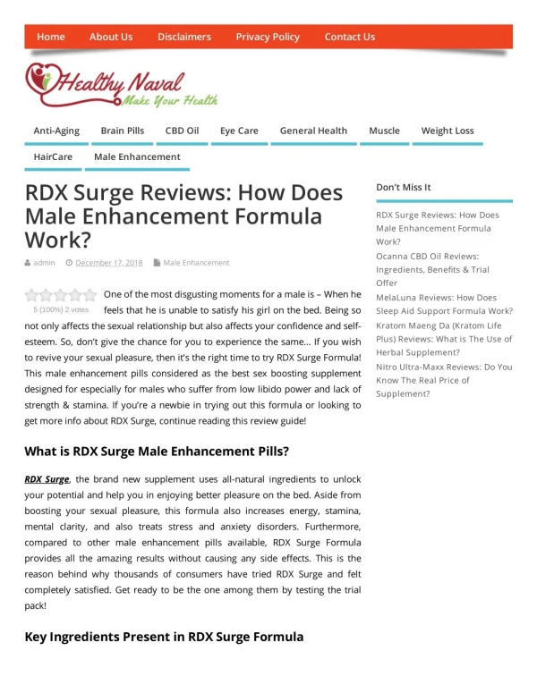 7 Benefits And Uses Of Rdx Surge - 2018'S Best Brands