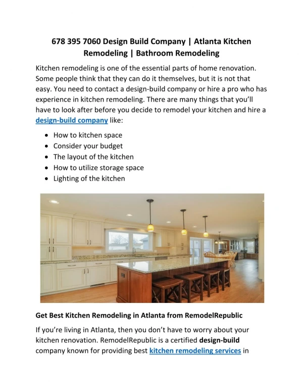 678 395 7060 Design Build Company | Atlanta Kitchen Remodeling | Bathroom Remodeling