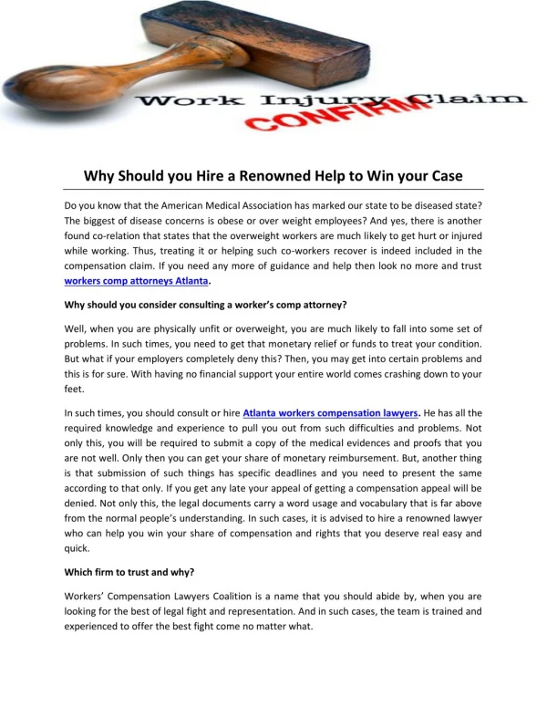 Why Should you Hire a Renowned Help to Win your Case