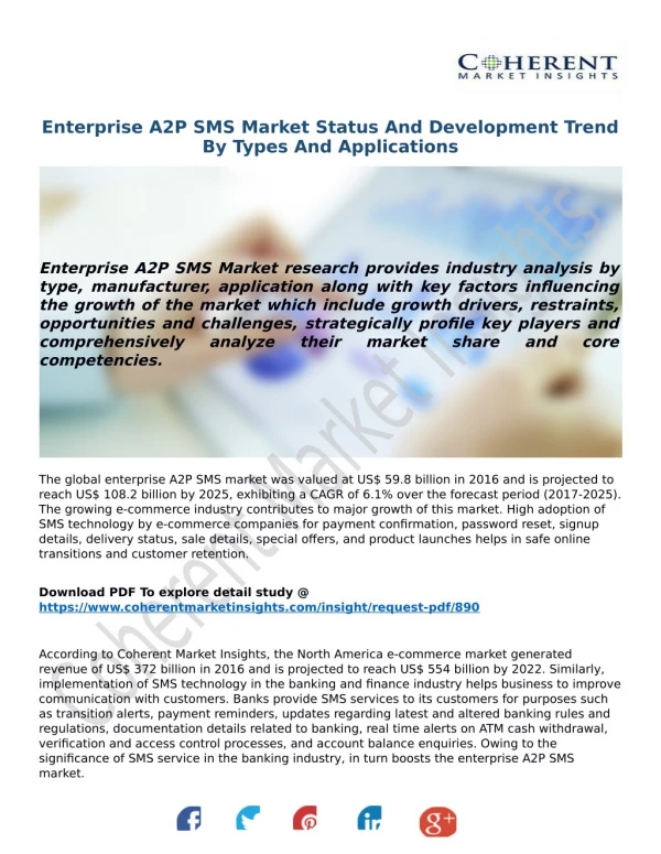 Enterprise A2P SMS Market Status And Development Trend By Types And Applications