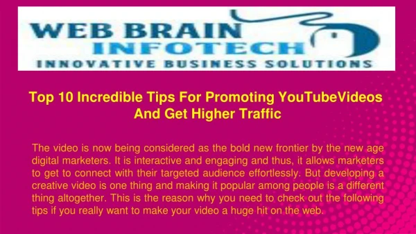 Top 10 Incredible Tips For Promoting YouTubeVideos And Get Higher Traffic