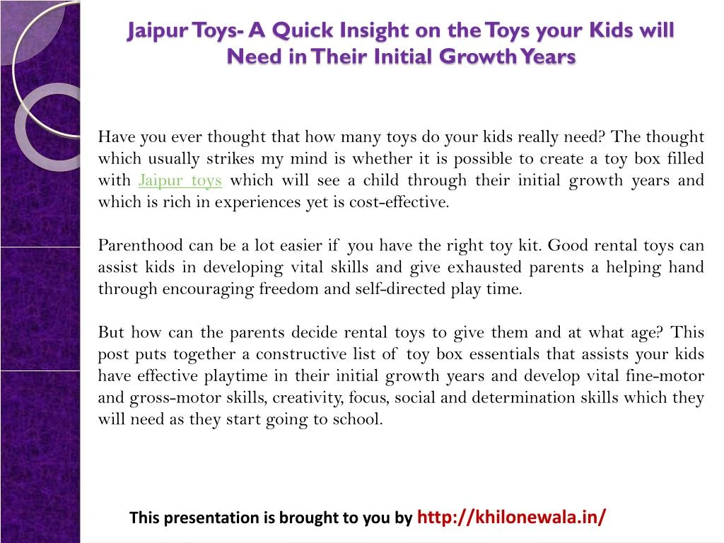 jaipur toys a quick insight on the toys your kids will need in their initial growth years