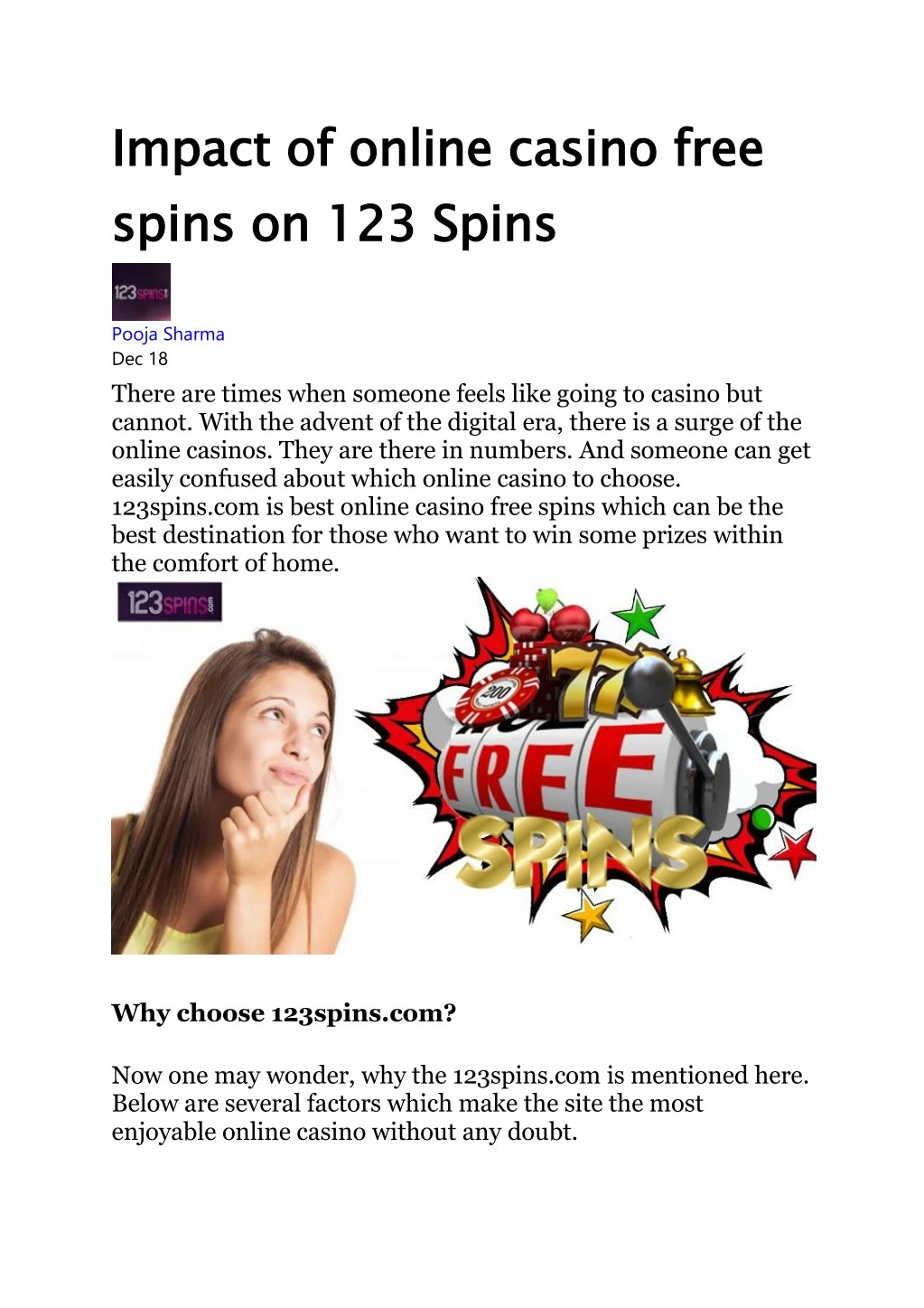 impact of online casino free spins on 123