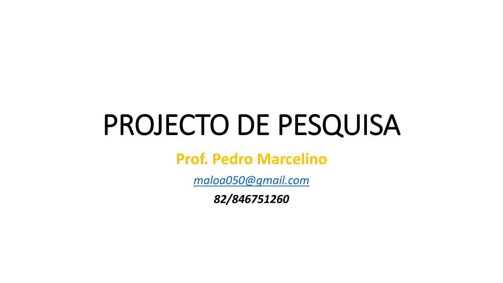 projecto de pesquisa