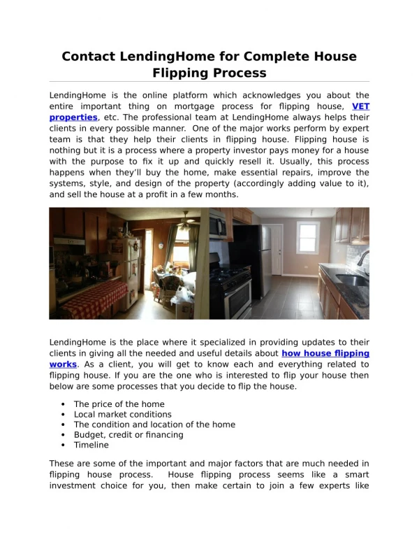 Contact LendingHome for Complete House Flipping Process