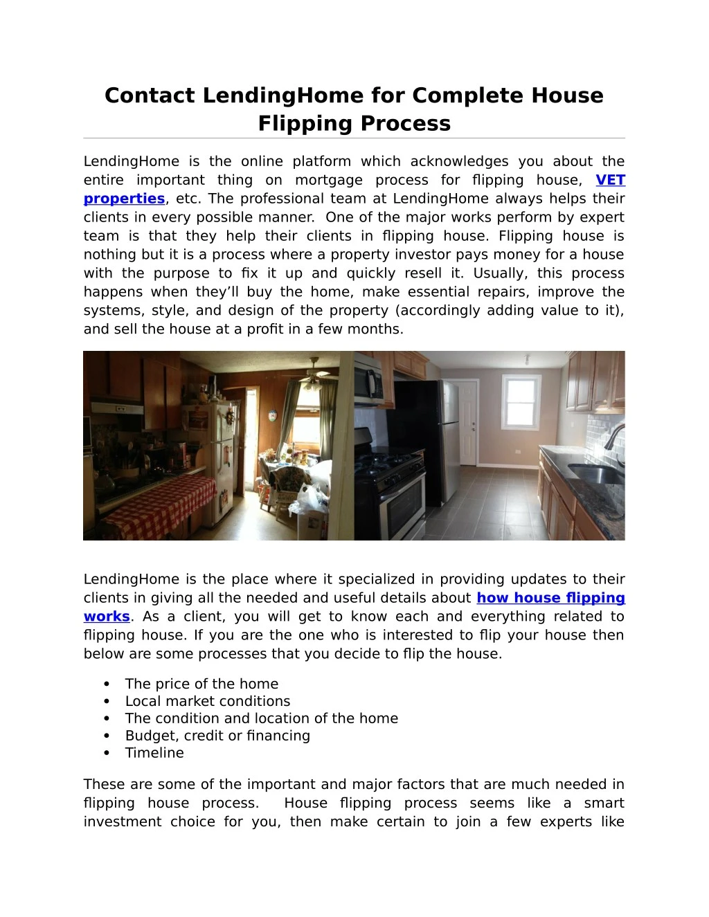 contact lendinghome for complete house flipping