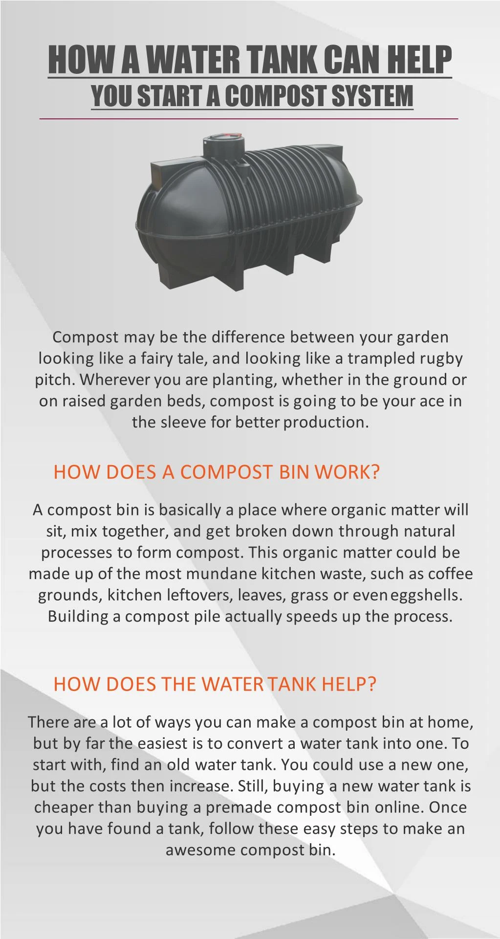how a water tank can help you start a compost system