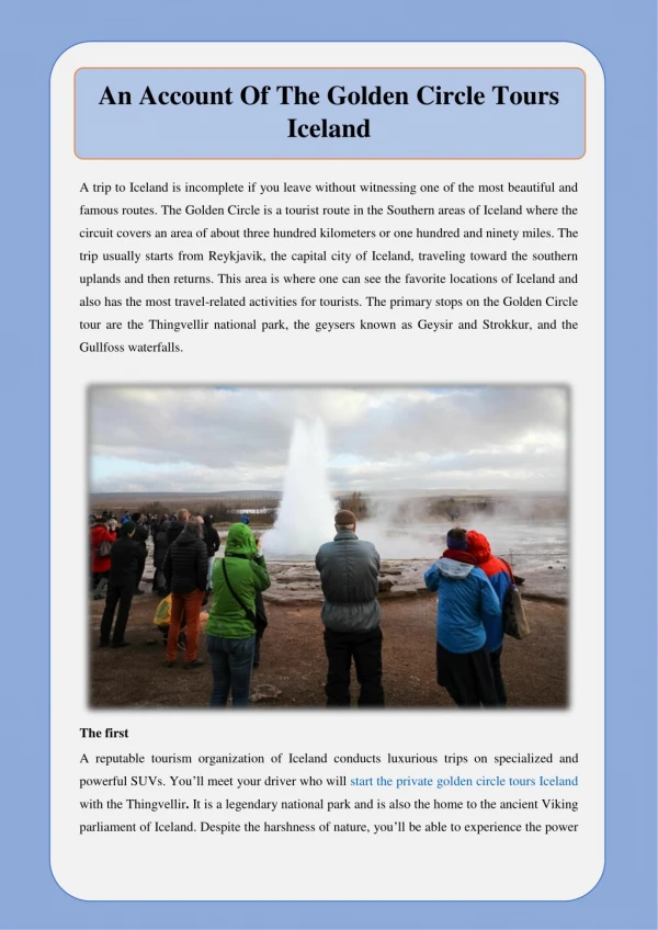 An Account Of The Golden Circle Tours Iceland