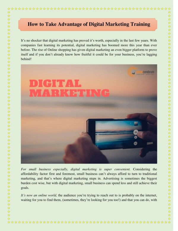How to Take Advantage of Digital Marketing Training