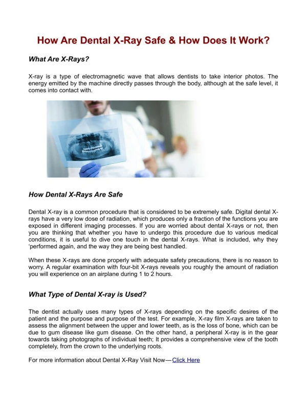How Are Dental X-Ray Safe & How Does It Work?