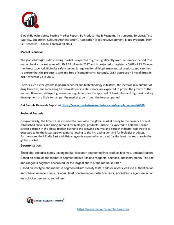 global biologics safety testing market report