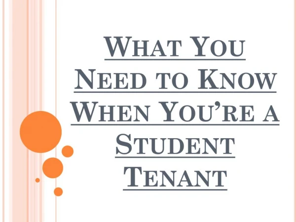 What You Need to Know When You’re a Student Tenant