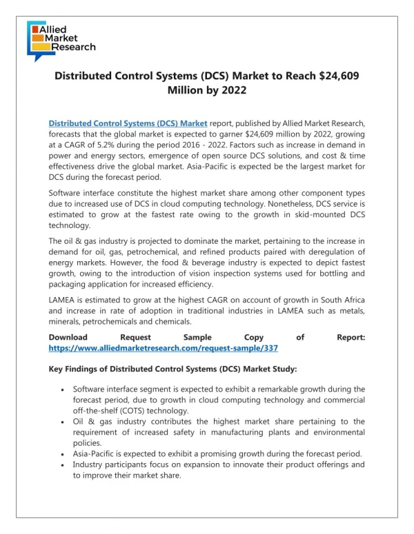Pricing Details Distributed Control Systems (DCS) Market Overview