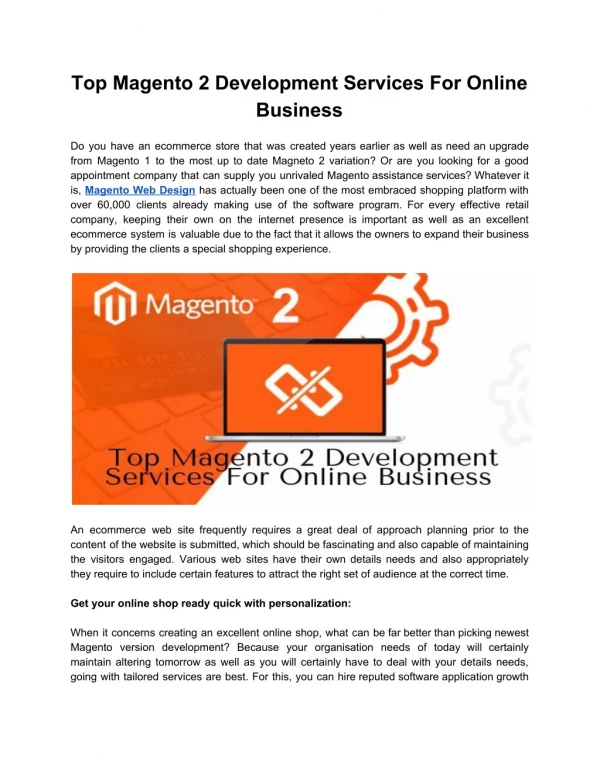Top Magento 2 Development Services For Online Business