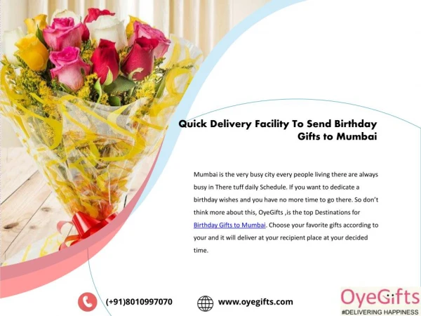Quick delivery facility to send birthday gifts to mumbai