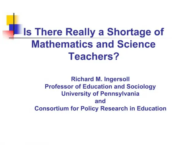 Is There Really a Shortage of Mathematics and Science Teachers