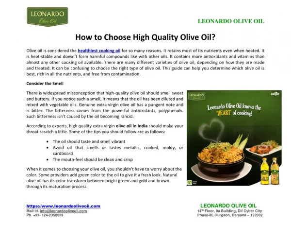 How To Choose High Quality Olive Oil?