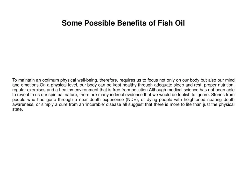some possible benefits of fish oil