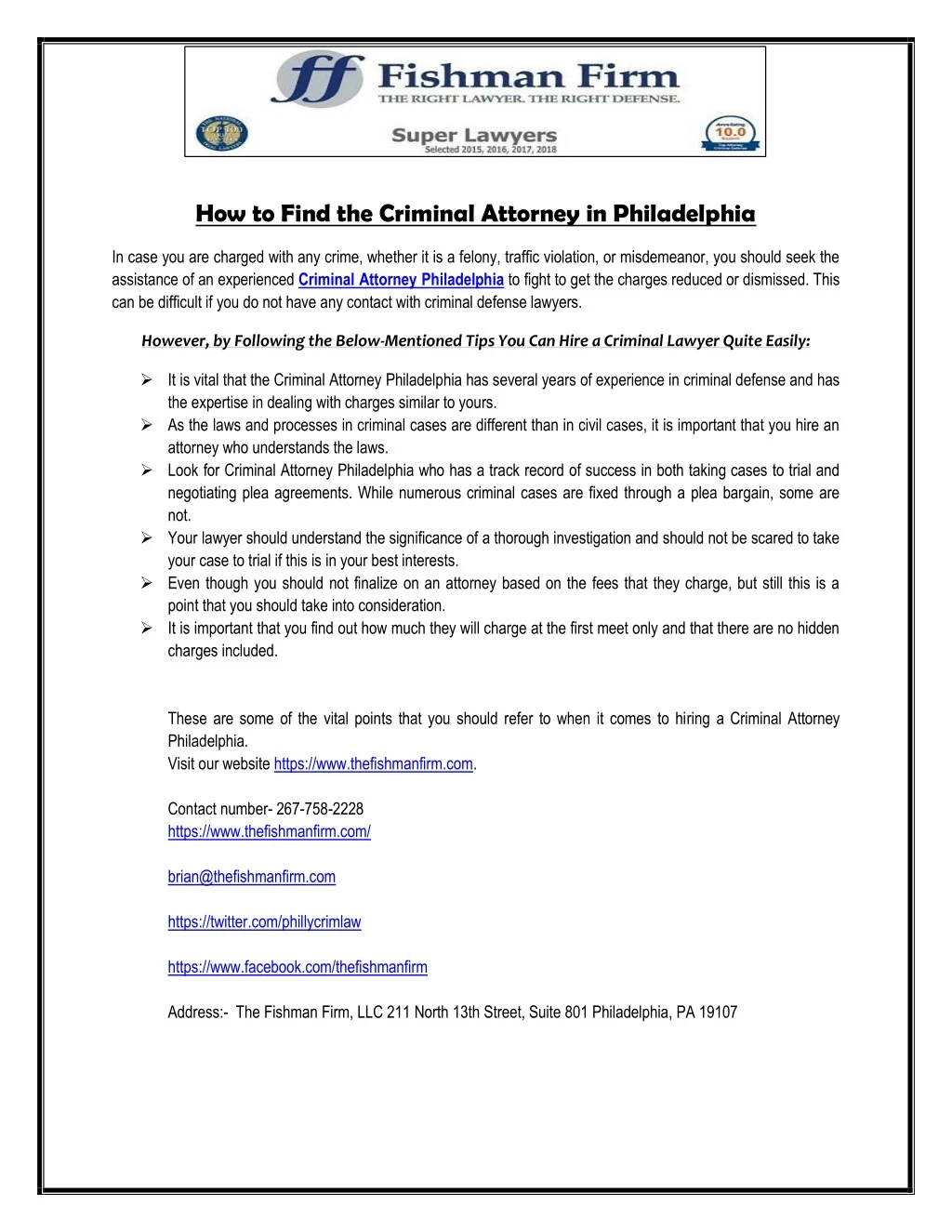 how to find the criminal attorney in philadelphia