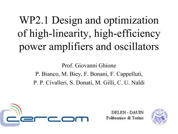 WP2.1 Design and optimization of high-linearity, high-efficiency power amplifiers and oscillators