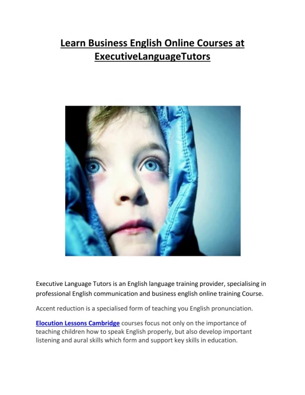 Learn Business English Online Courses at ExecutiveLanguageTutors