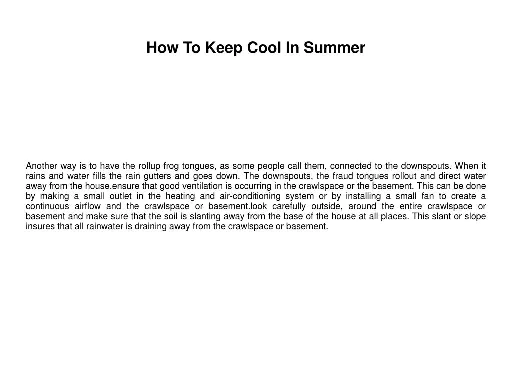 how to keep cool in summer