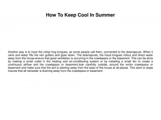 How To Keep Cool In Summer - slide 1