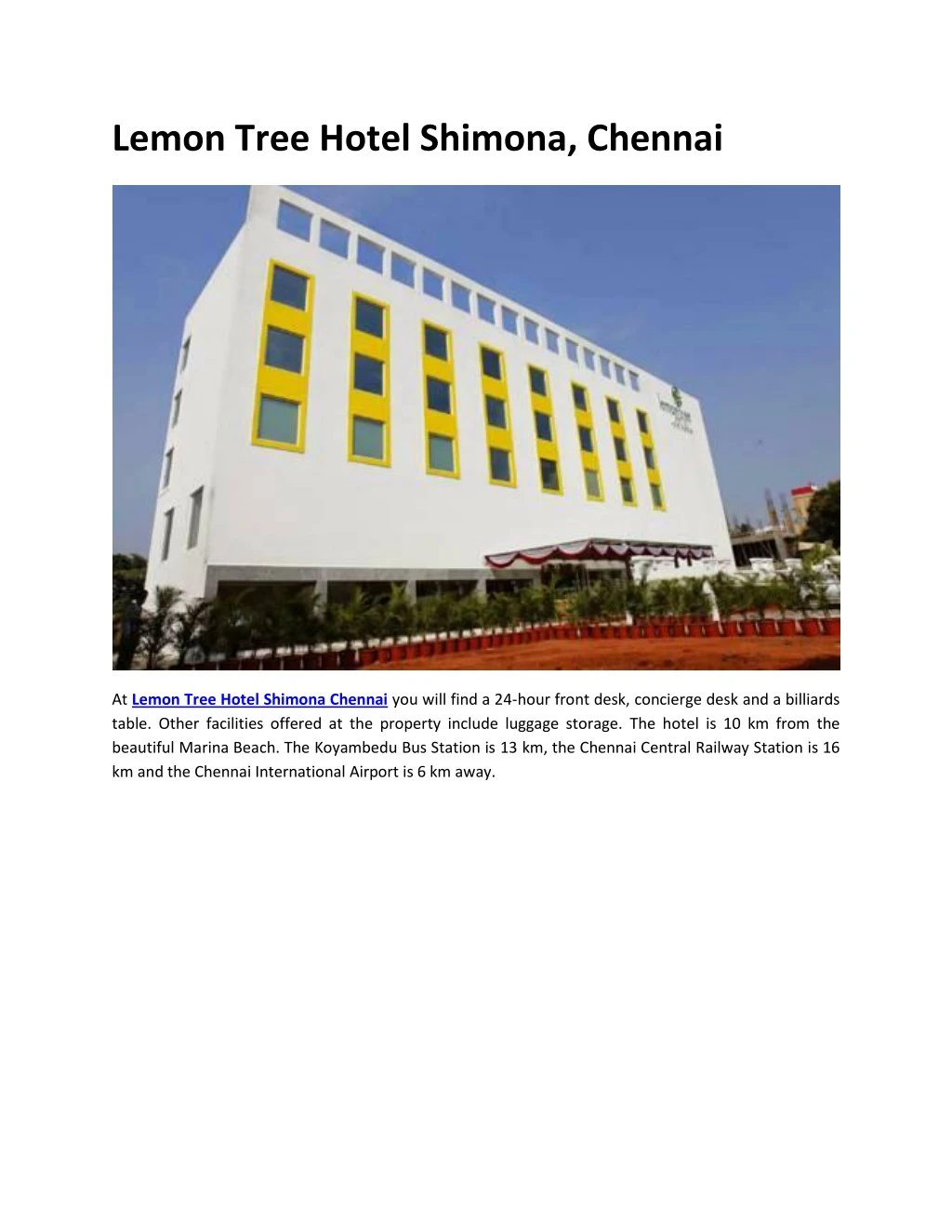 lemon tree hotel shimona chennai