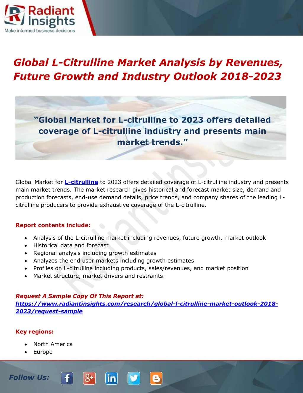 global l citrulline market analysis by revenues