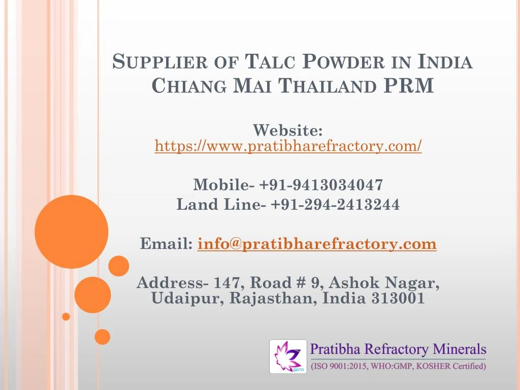 supplier of talc powder in india chiang mai thailand prm