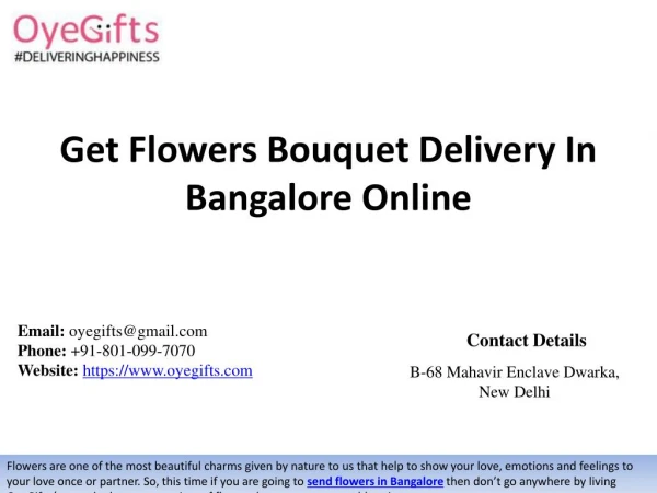 Get Flowers Bouquet Delivery In Bangalore Online