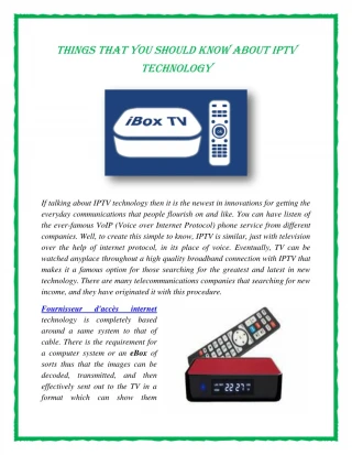 Things That you Should Know About IPTV Technology - slide 1