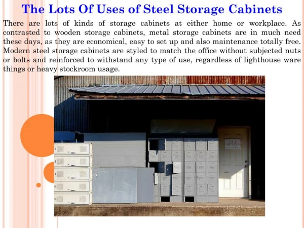 The Lots Of Uses of Steel Storage Cabinets
