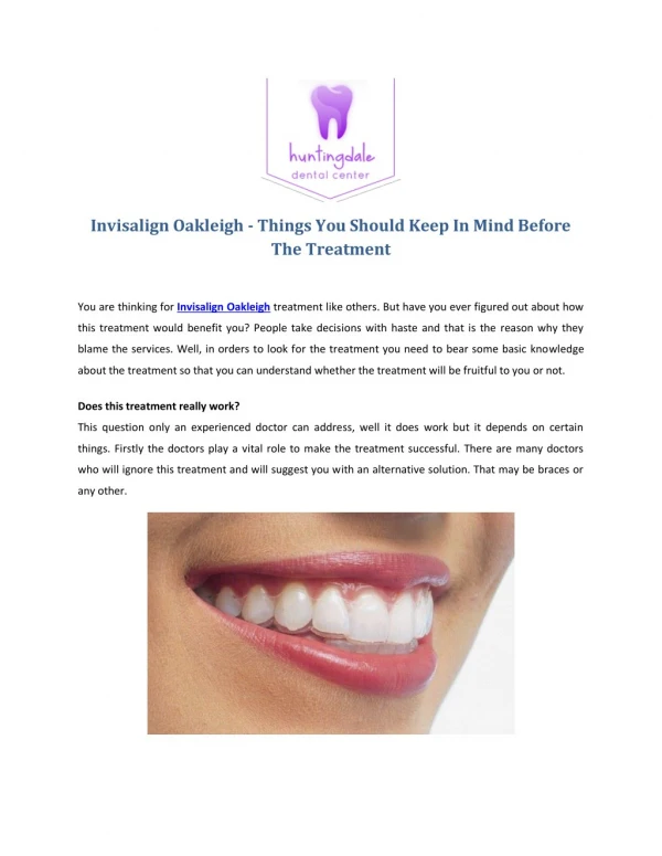 INVISALIGN OAKLEIGH - THINGS YOU SHOULD KEEP IN MIND BEFORE THE TREATMENT