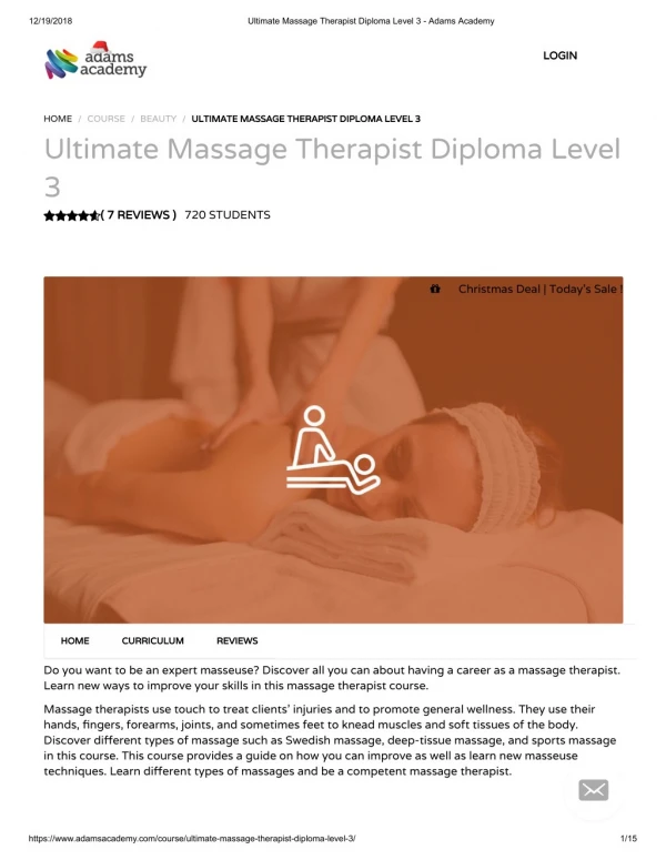 Ultimate Massage Therapist Diploma Level 3 - Adamsacademy