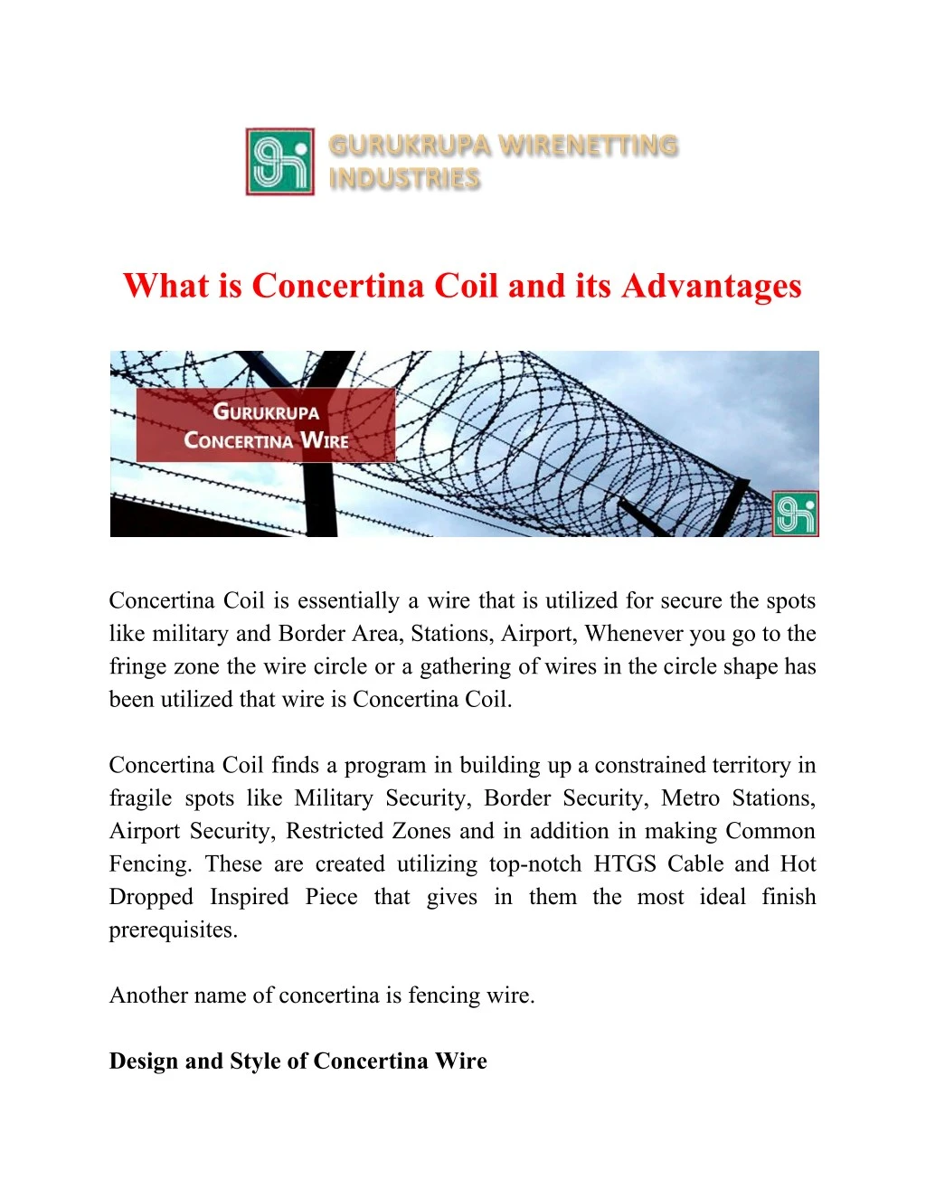 what is concertina coil and its advantages