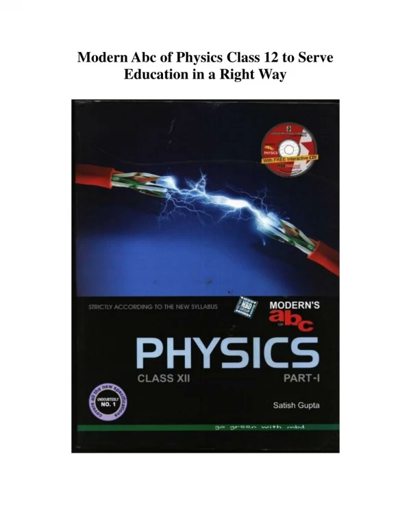 Modern Abc of Physics Class 12 to Serve Education in a Right Way