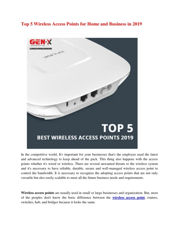 Top 5 Best Wireless Access Points 2019