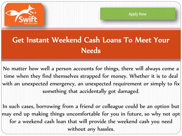 Weekend Cash Loans