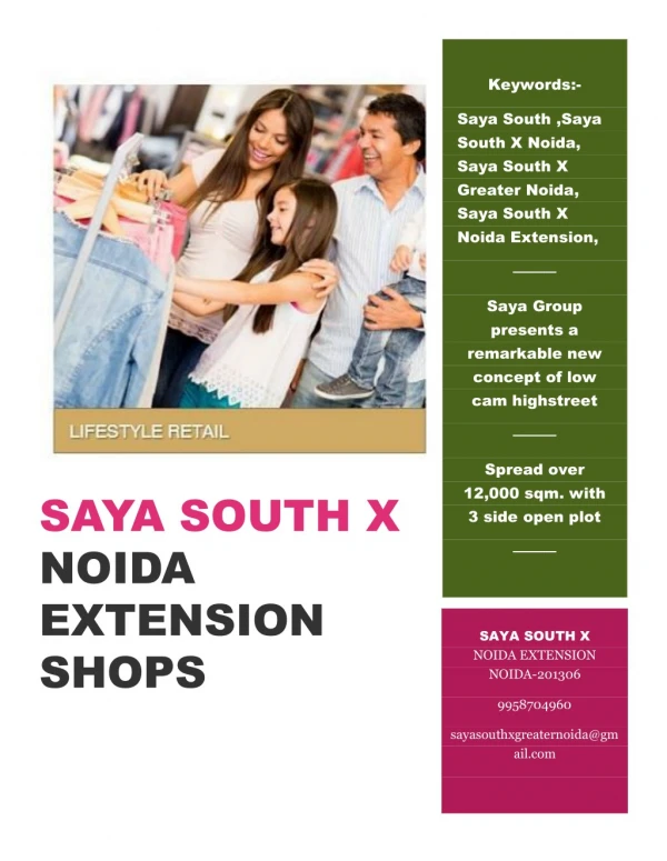 9958704960 Saya South X High Street Retail shops Ecotech XII Gr Noida