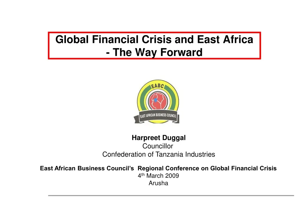 global financial crisis and east africa the way forward