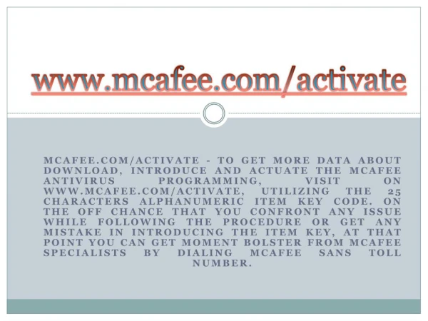 www mcafee com activate