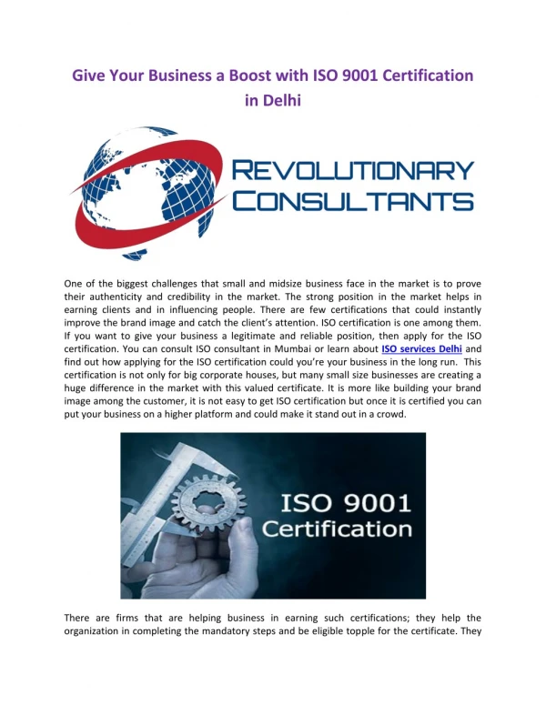 Give Your Business a Boost with ISO 9001 Certification in Delhi