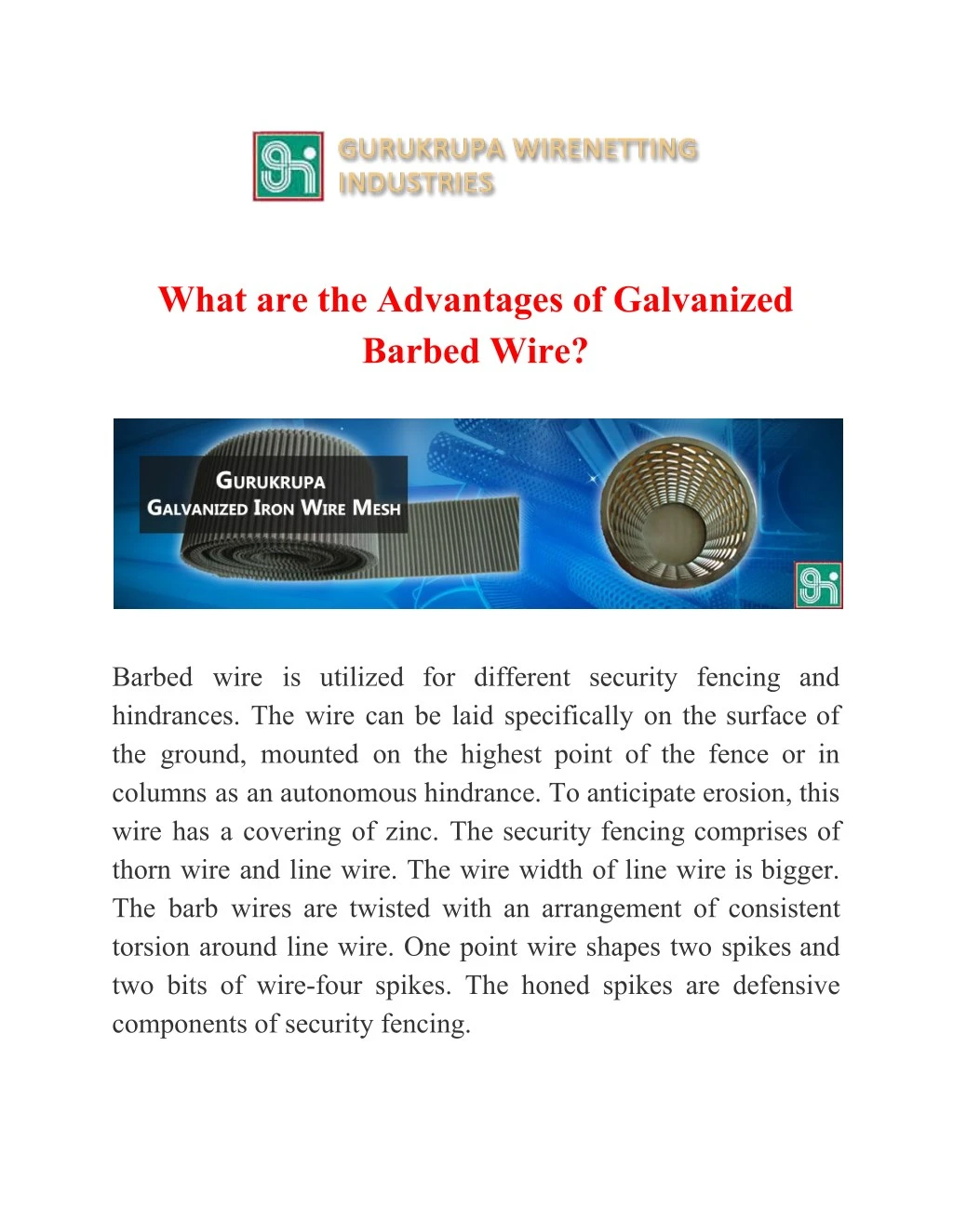 what are the advantages of galvanized barbed wire