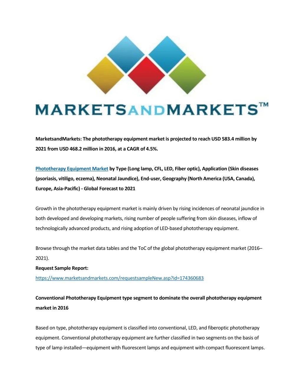 marketsandmarkets the phototherapy equipment