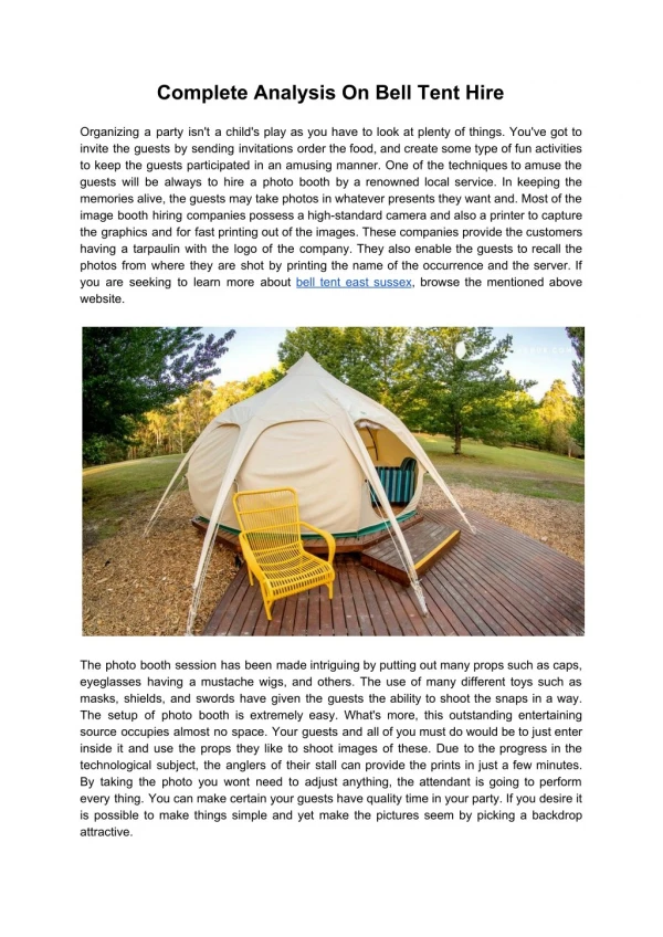 Complete Analysis On Bell Tent Hire